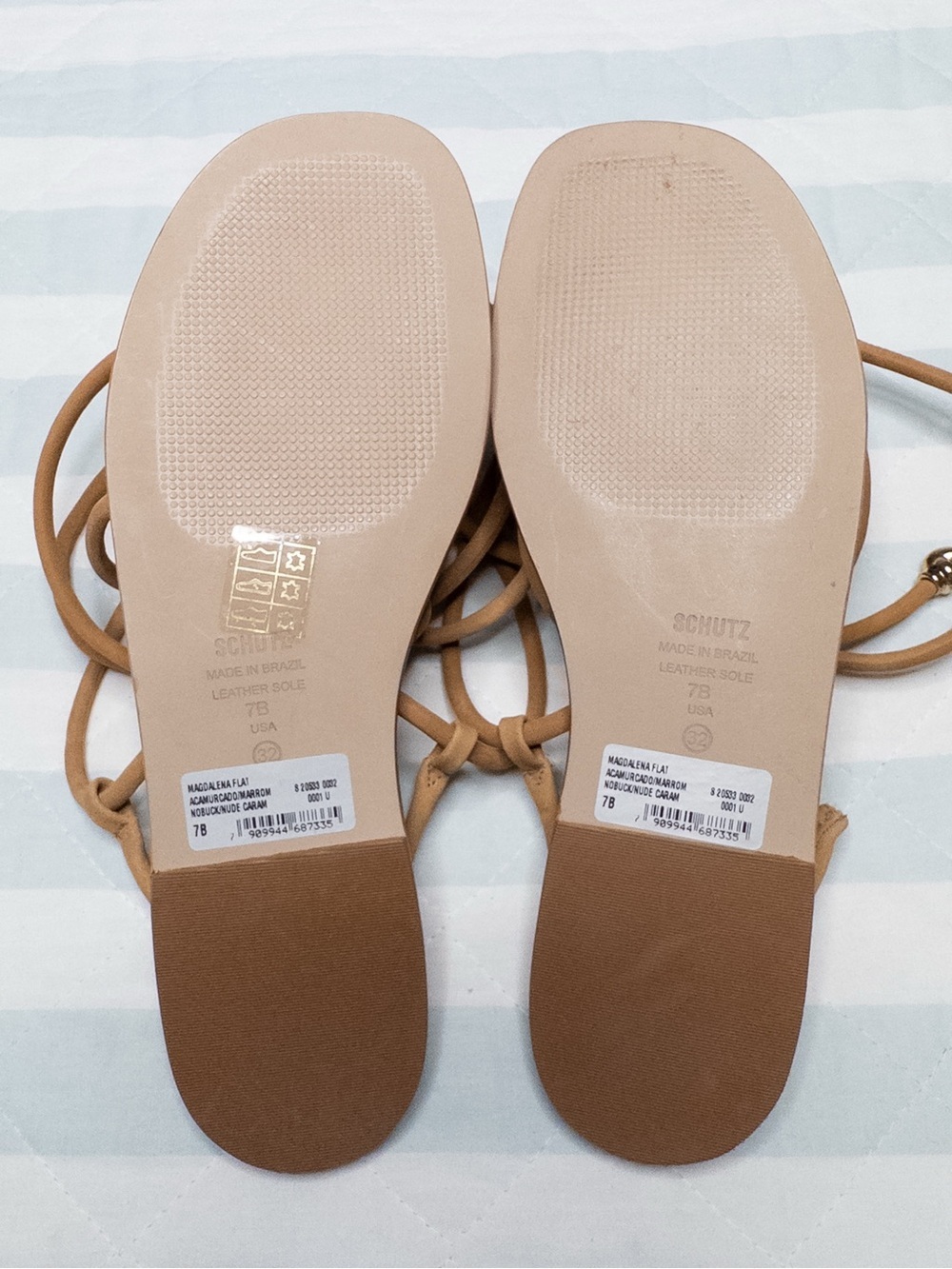Schutz Madalena Flat Lace-Up Sandals Nougat Caramel NWT Size 7B - Picture 9 of 12